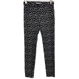 Primark Black Off White Floral Print Skinny Dress Pants 6